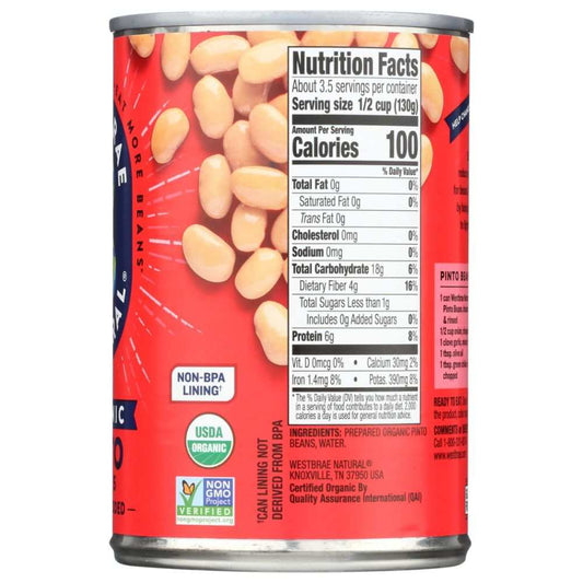 WESTBRAE: Organic Pinto Beans No Salt Added, 15 oz