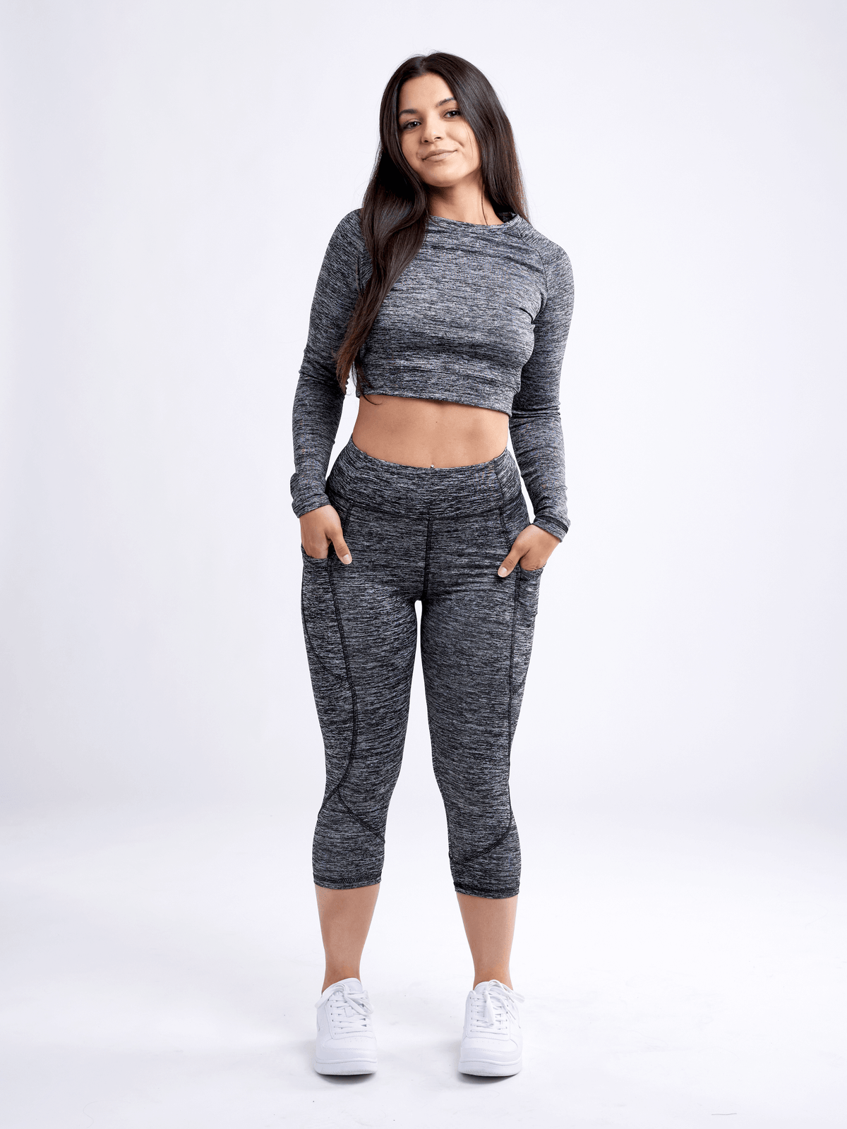 JupiterGear Mid-Rise Capri Fitness Leggings with Side Pockets