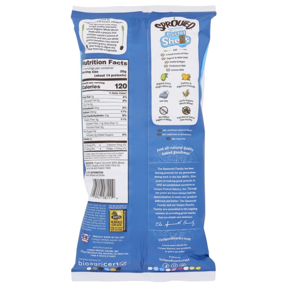 UNIQUE: Original Sprouted Pretzel Shells, 8 oz
