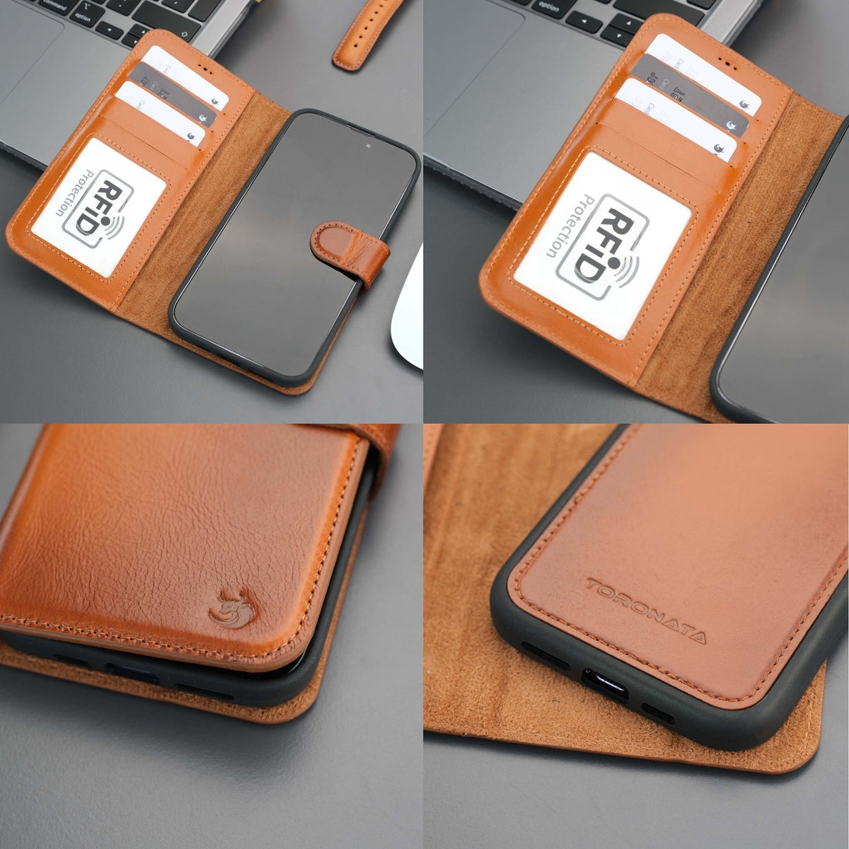 Casper Leather iPhone 15 Pro Wallet Case | Detachable MagSafe Compatible RFID Protection