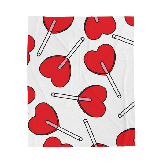 Valentine's Day Heart Lollipop Velveteen Plush Blanket