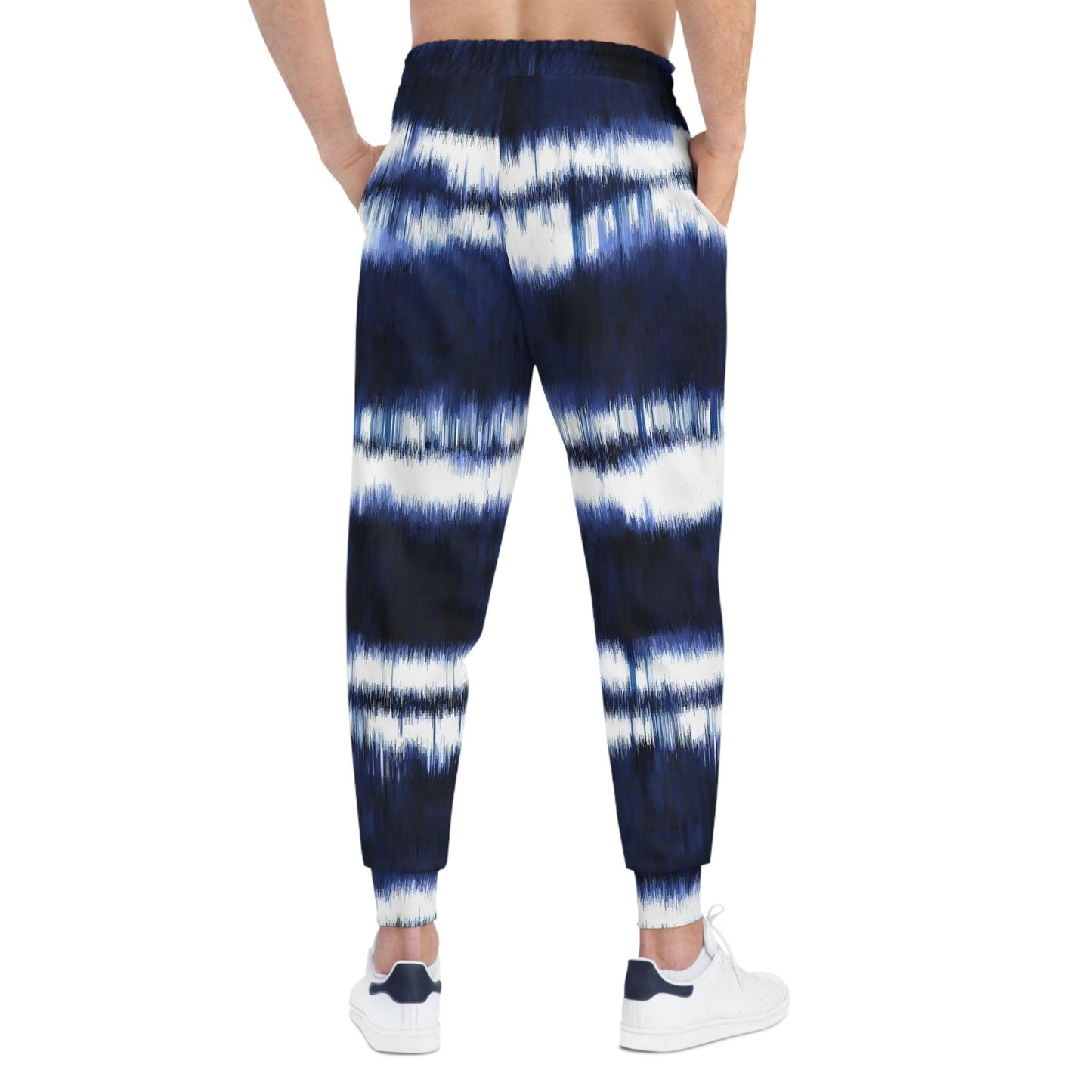 "WHITE LINES // BLUE STATIC" Unisex All-Over Print Athletic Joggers | Soft Cut & Sew Streetwear Pants