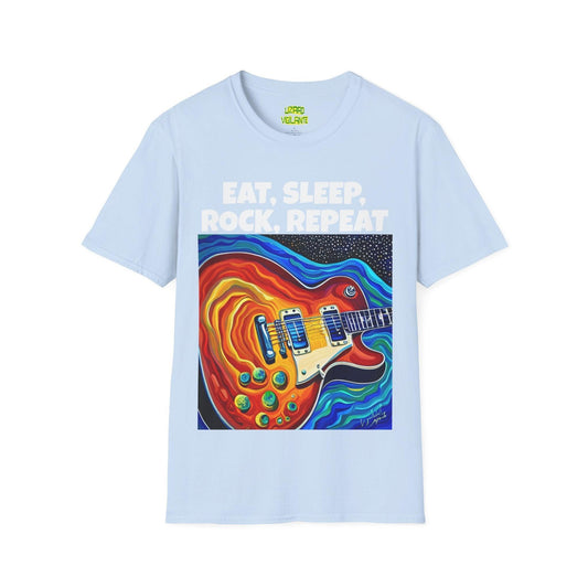 Eat, Sleep, Rock, Repeat with Cool Guitar Graphic Unisex Softstyle T-Shirt