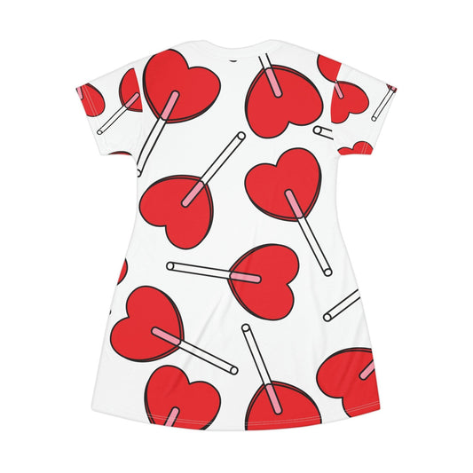 Valentine’s Day Hearts Lollipops T-Shirt Dress