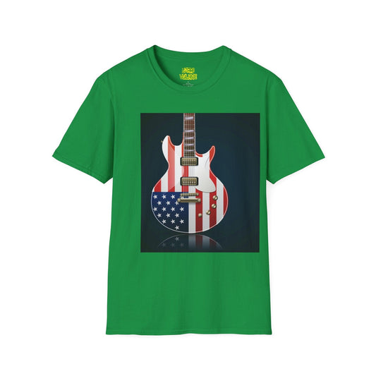 US Flag Electric Guitar Unisex Softstyle T-Shirt