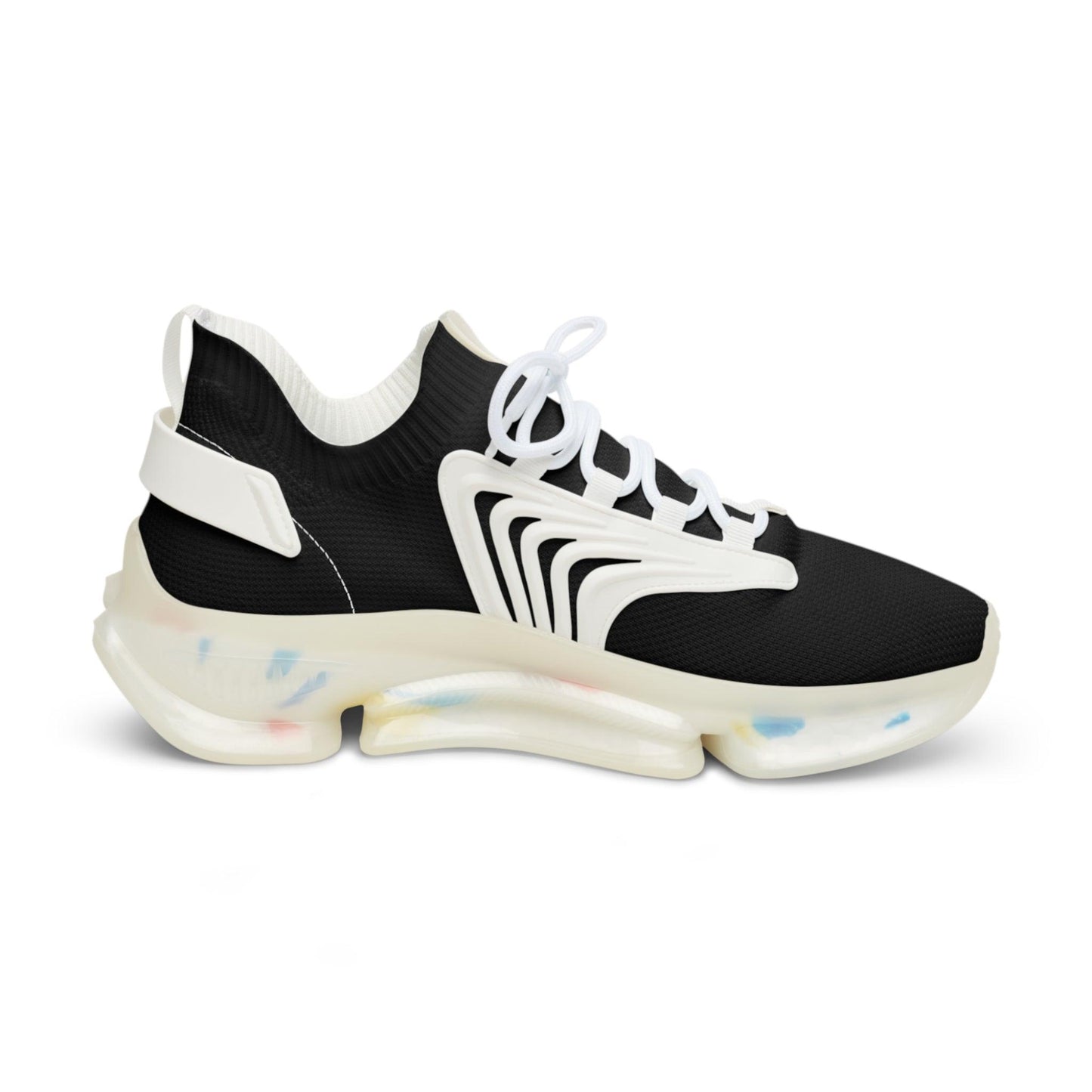 Men's Mesh Sneakers - Black with White Sole