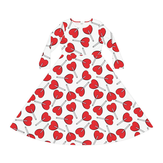 Valentine’s Day Hearts Lollipops Women's Long Sleeve Dance Dress