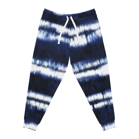 "WHITE LINES // BLUE STATIC" Unisex All-Over Print Athletic Joggers | Soft Cut & Sew Streetwear Pants
