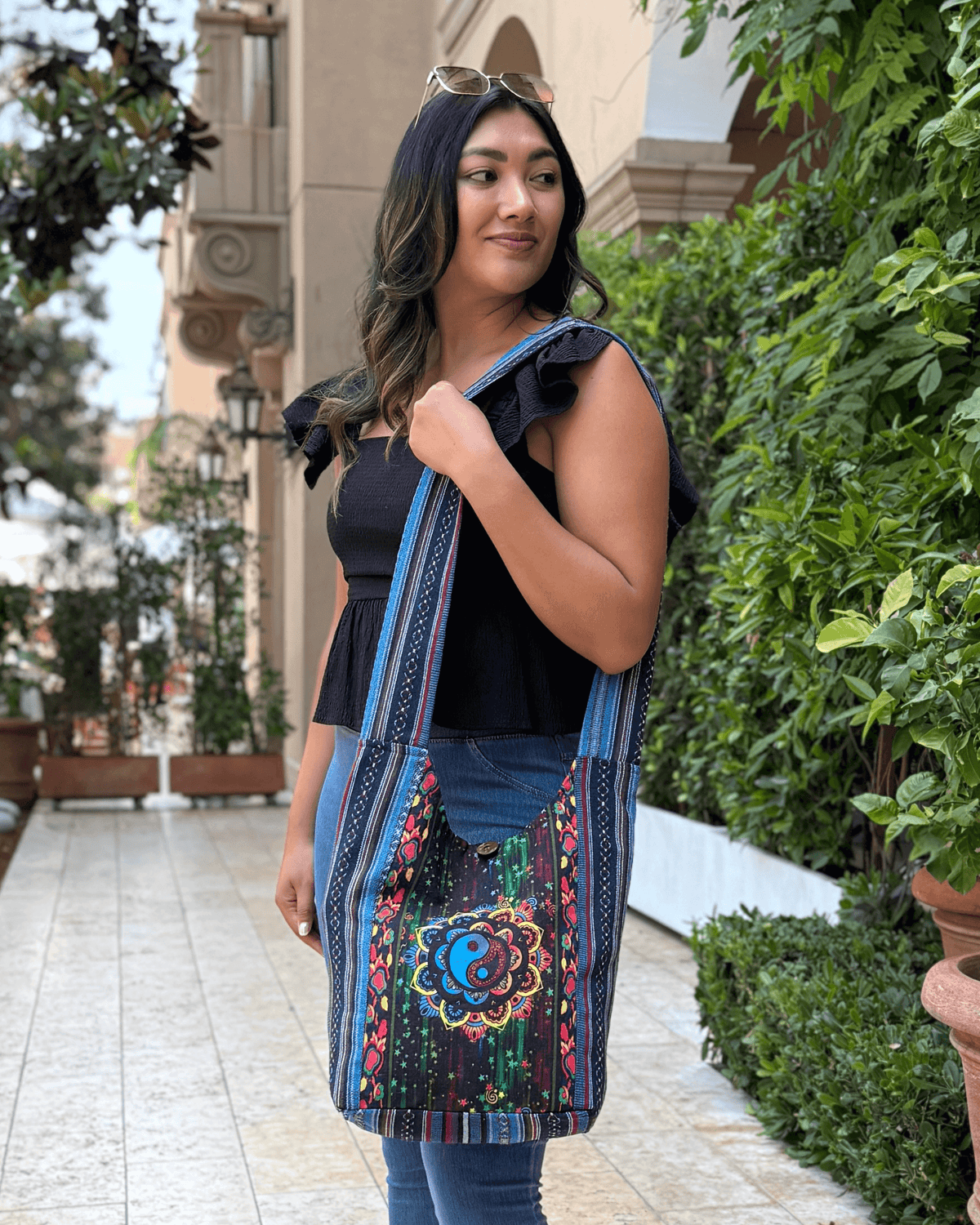 Kathmandu Collection Yin Yang Print Hobo Bag