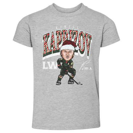 Kirill Kaprizov Minnesota Cartoon Santa Hat WHT
