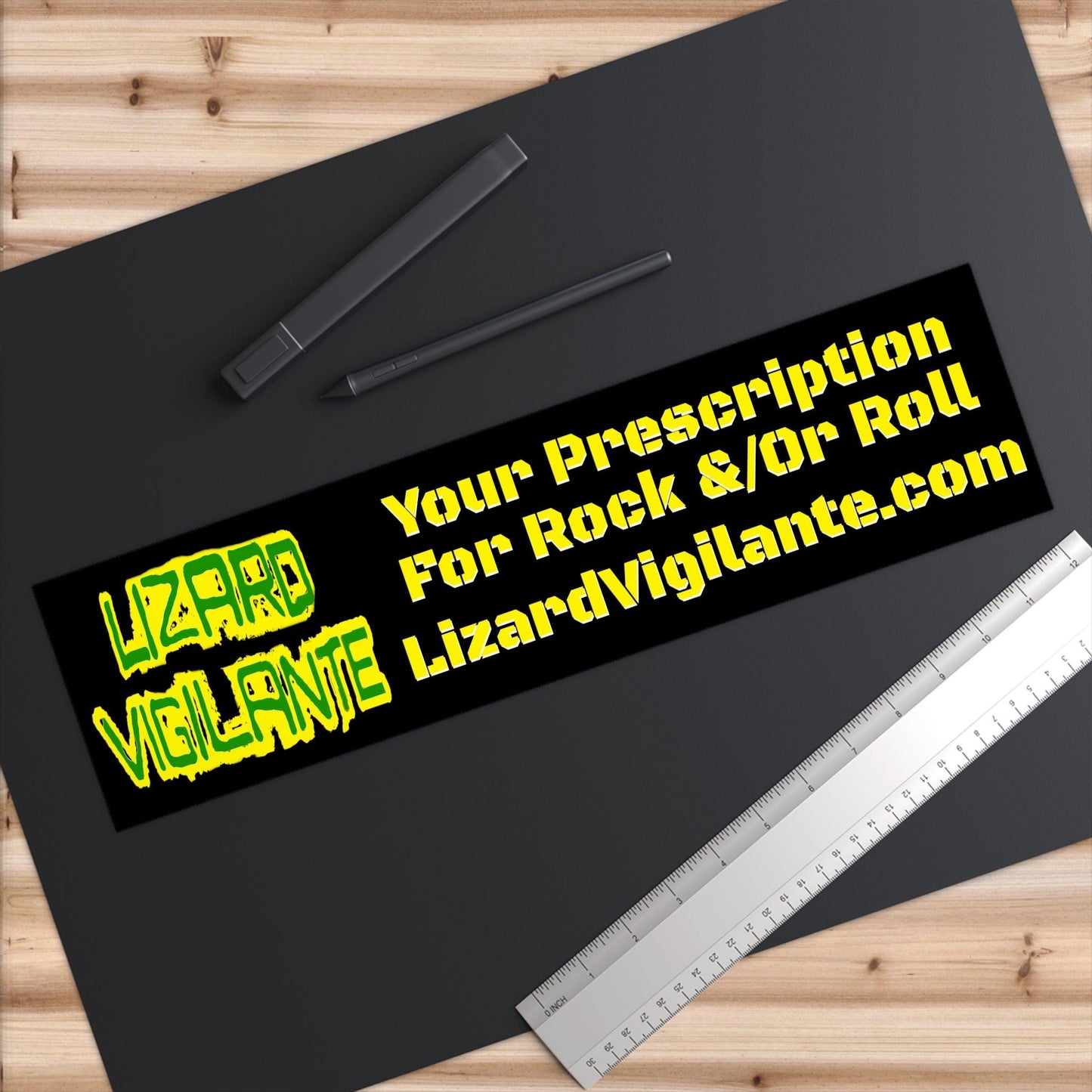 "Your Prescription for Rock & / Or Roll" – Official Black Lizard Vigilante Bumper Sticker (Street-Legal Mayhem Edition)