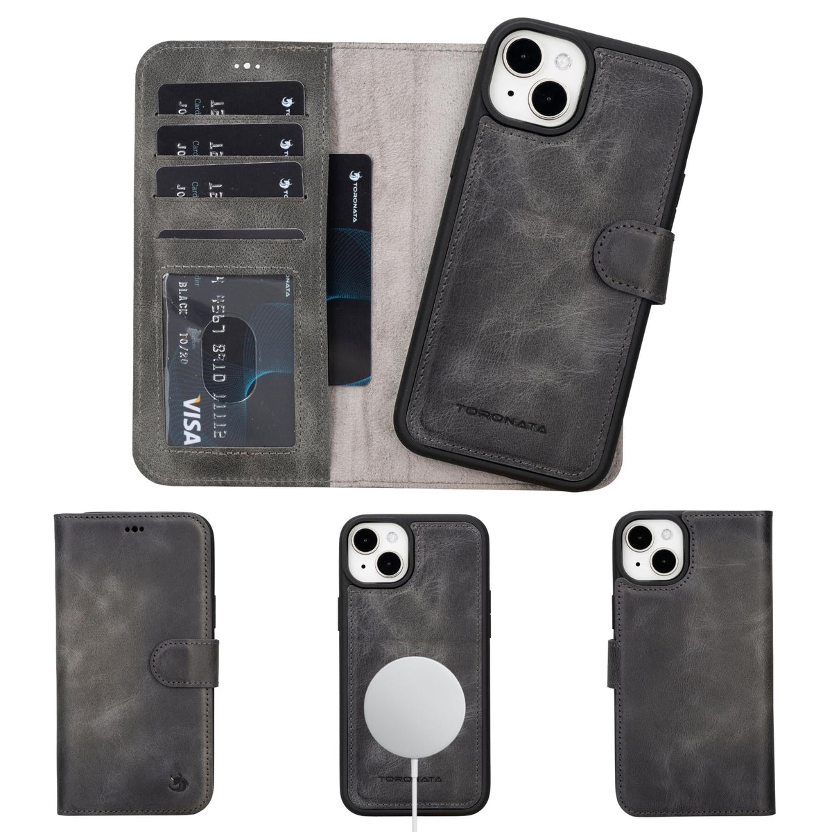 Casper iPhone 14 Series Detachable Leather Wallet Case
