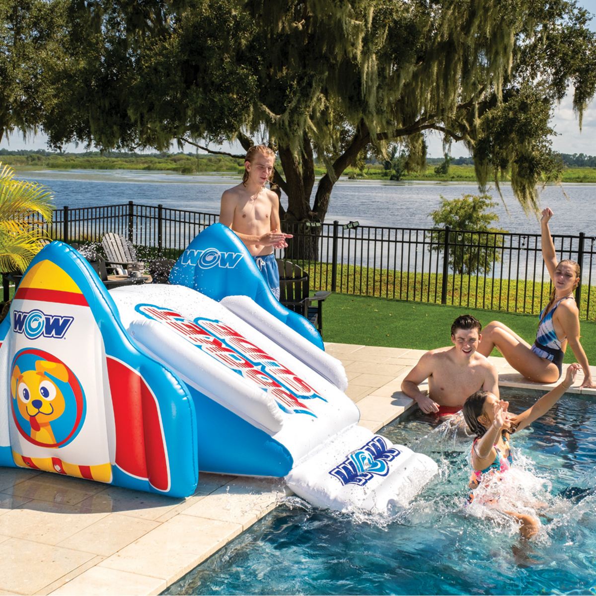 WOW Watersports Rocket Pool Slide with Built-In Sprinklers