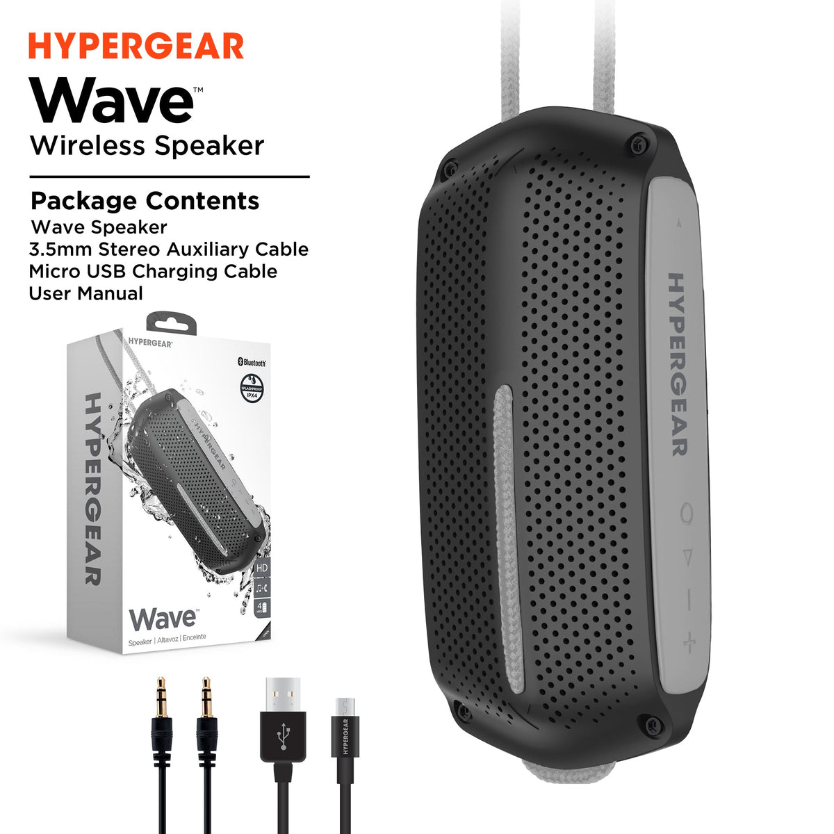 HyperGear Wave Water Resistant Wireless Speaker with Extended Battery Life