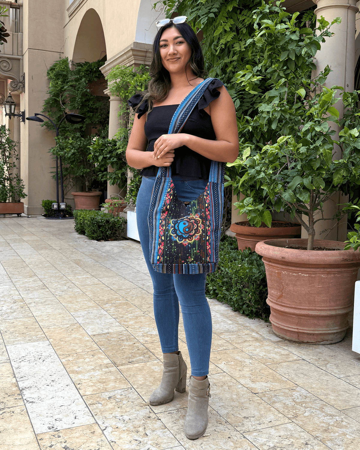 Kathmandu Collection Yin Yang Print Hobo Bag