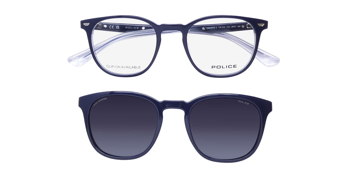 Police Vplf02 Groove 2 Clip-On Eyeglasses