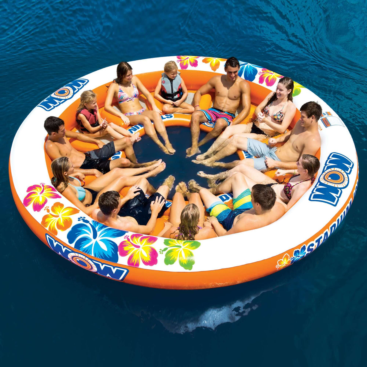 WOW Watersports Floating 12 Person Stadium Islander Water Lounge and Island