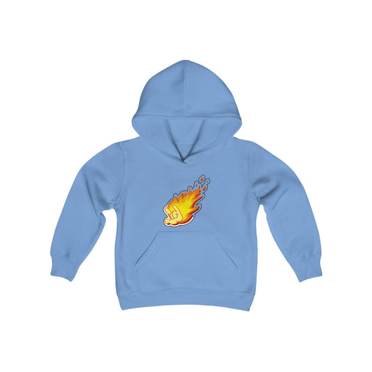 Flaming Love Hand Gesture Youth Heavy Blend Hooded Sweatshirt