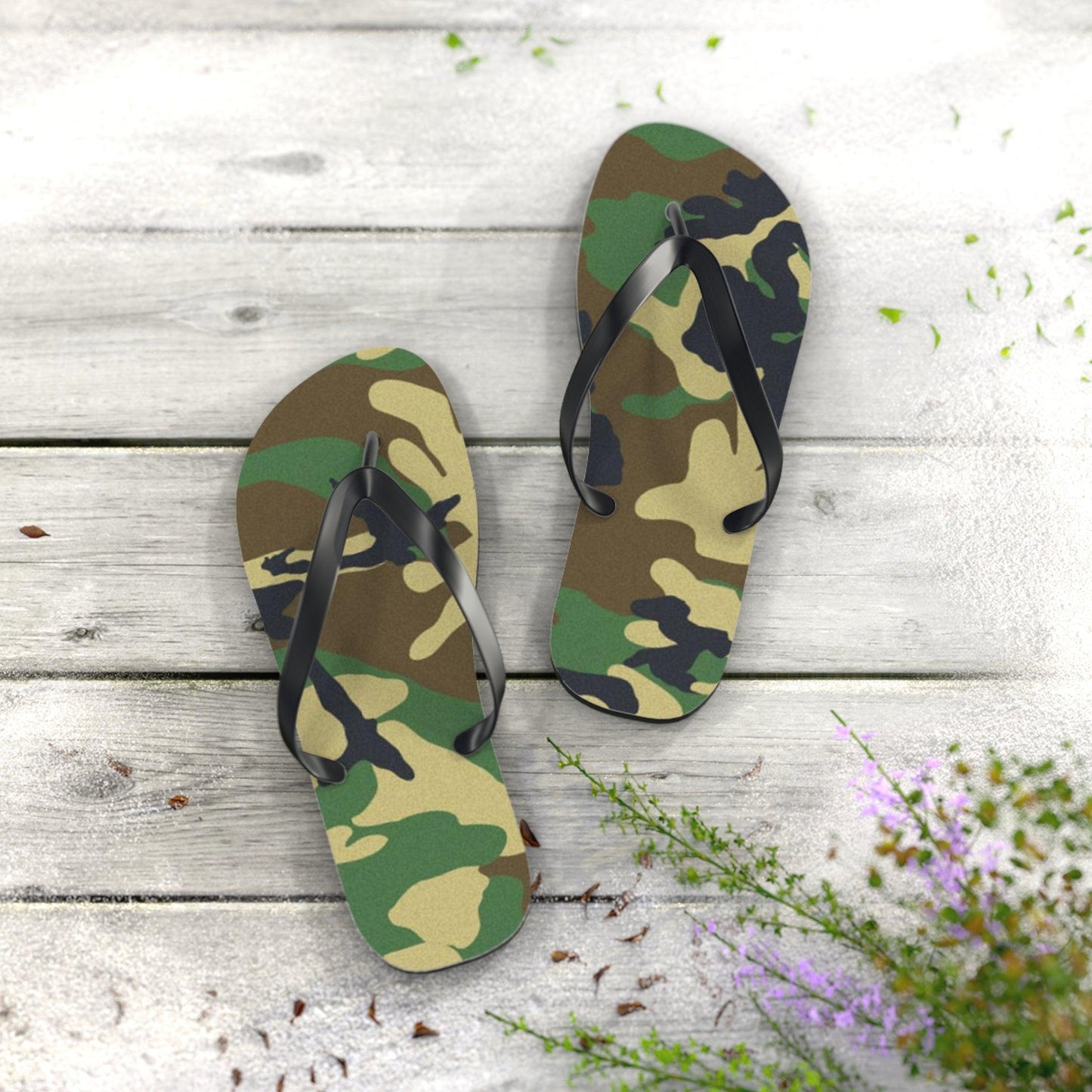 Men's Green Camouflage Flip Flops