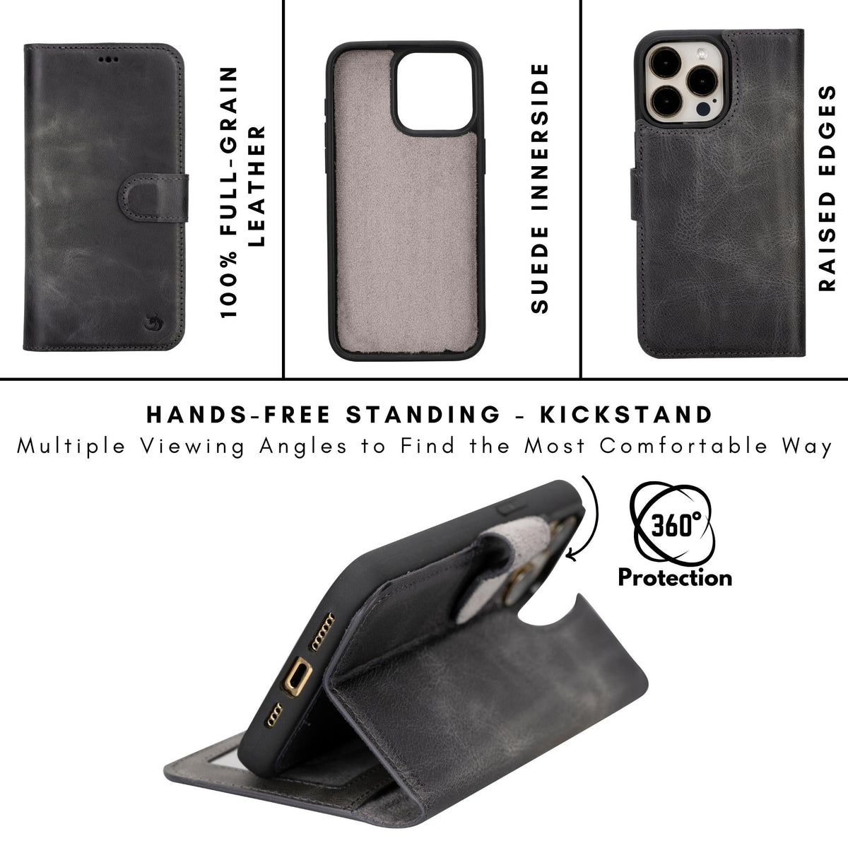 Casper iPhone 14 Series Detachable Leather Wallet Case