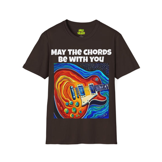 May The Chords Be With You Unisex Softstyle T-Shirt With Psychedelic Guitar Graphic