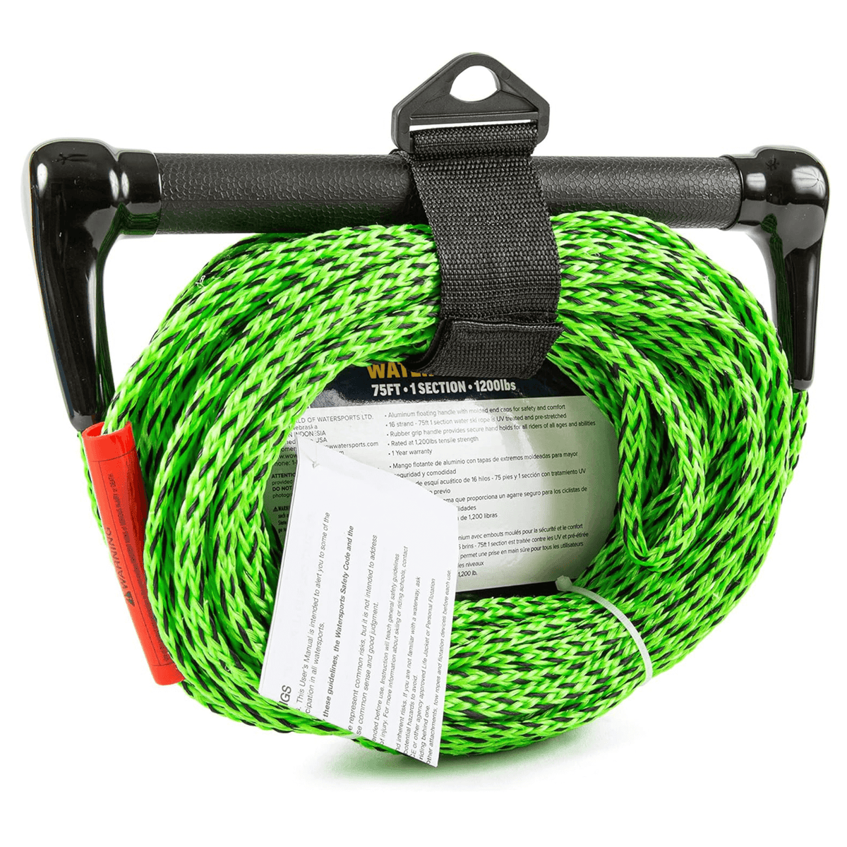 WOW Watersports 75ft 1-Section Tow Rope with Rubber Handle