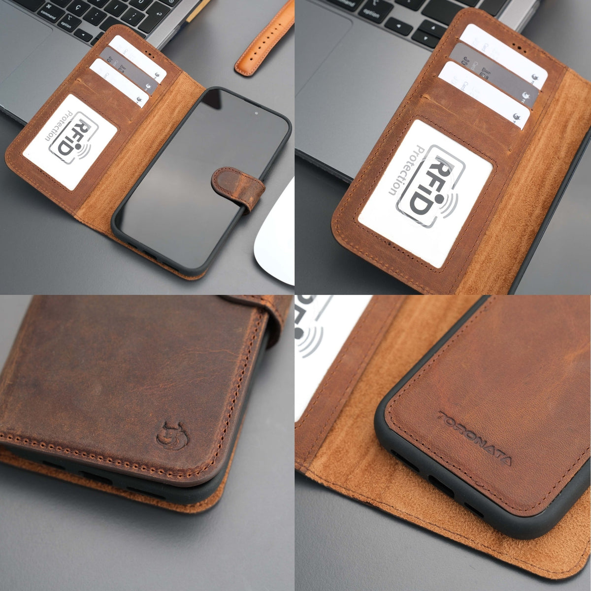 Casper Leather iPhone 15 Plus Wallet Case | Detachable MagSafe Compatible RFID Protection