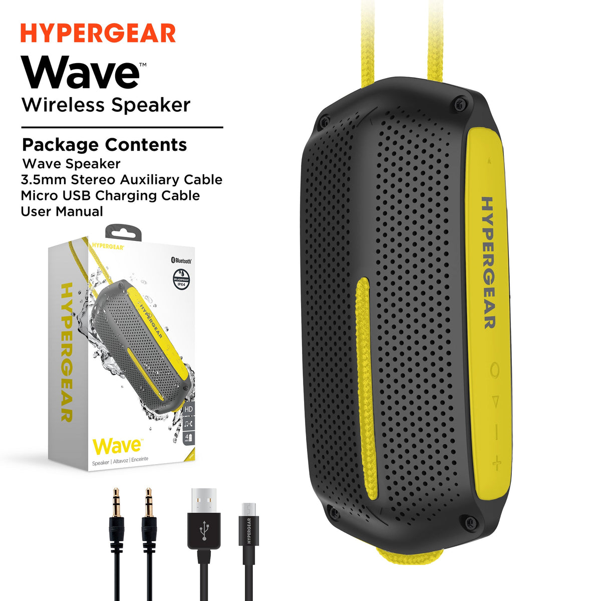 HyperGear Wave Water Resistant Wireless Speaker with Extended Battery Life