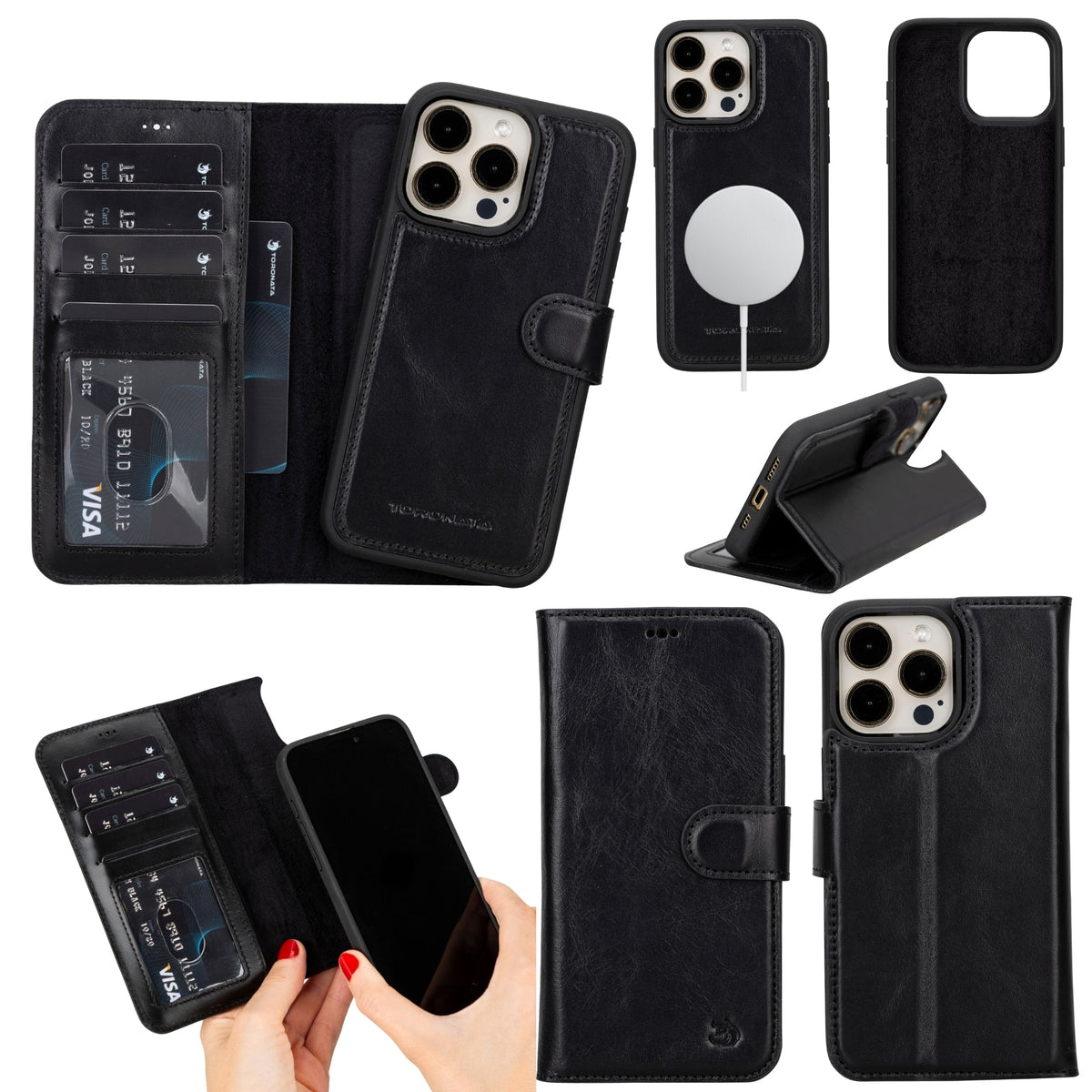 Casper Leather iPhone 15 Pro Wallet Case | Detachable MagSafe Compatible RFID Protection