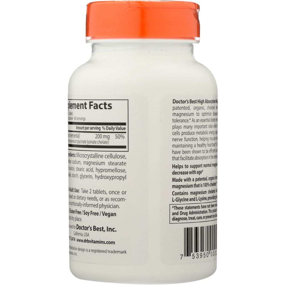 DOCTORS BEST: High Absorption Magnesium 100 mg, 120 tb