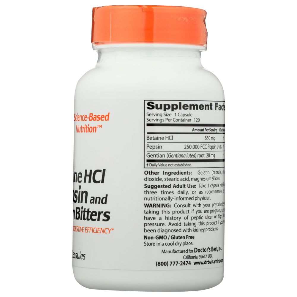 Betaine Hcl Pepsin - Doctors Best Bitter Supplement |Digestive Support