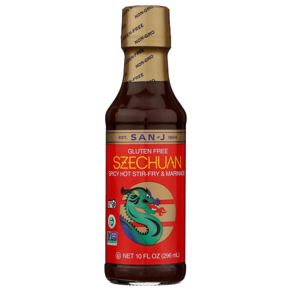 SAN J: Sauce Szechuan Hot and Spicy Gluten Free, 10 oz