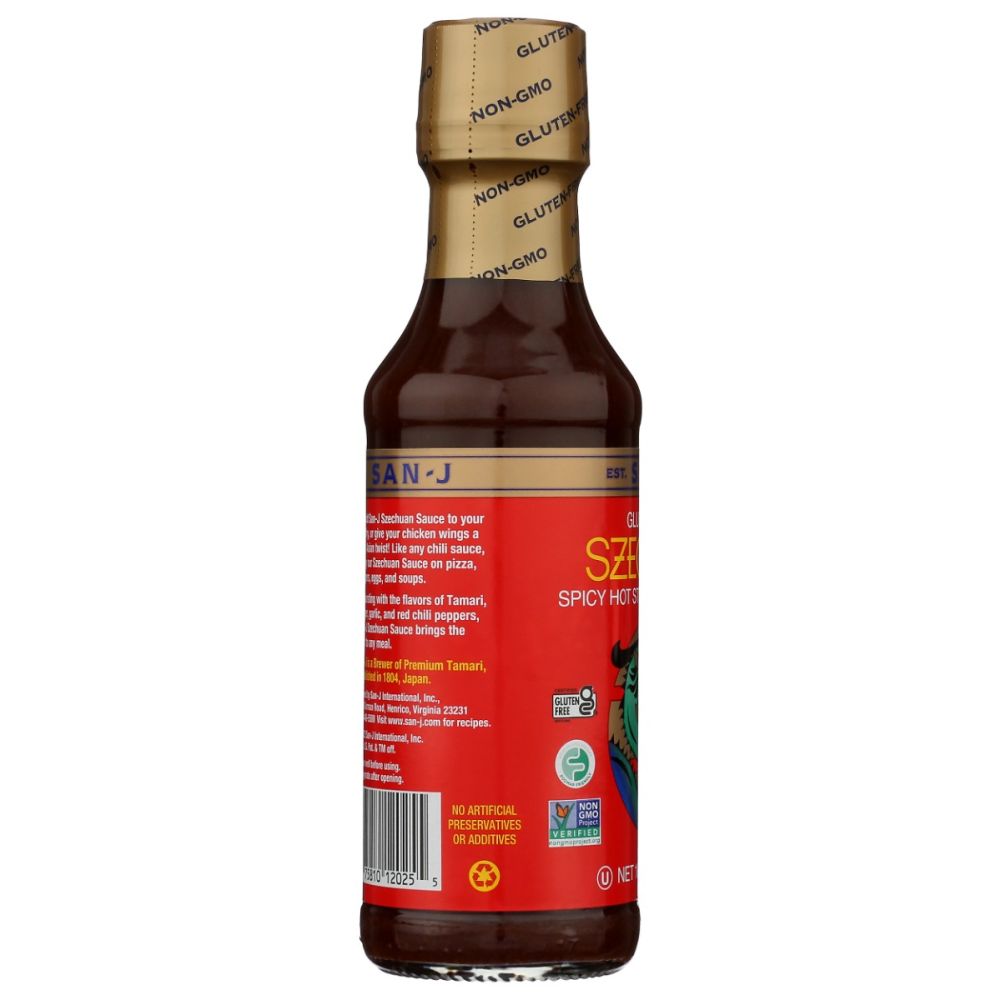 SAN J: Sauce Szechuan Hot and Spicy Gluten Free, 10 oz