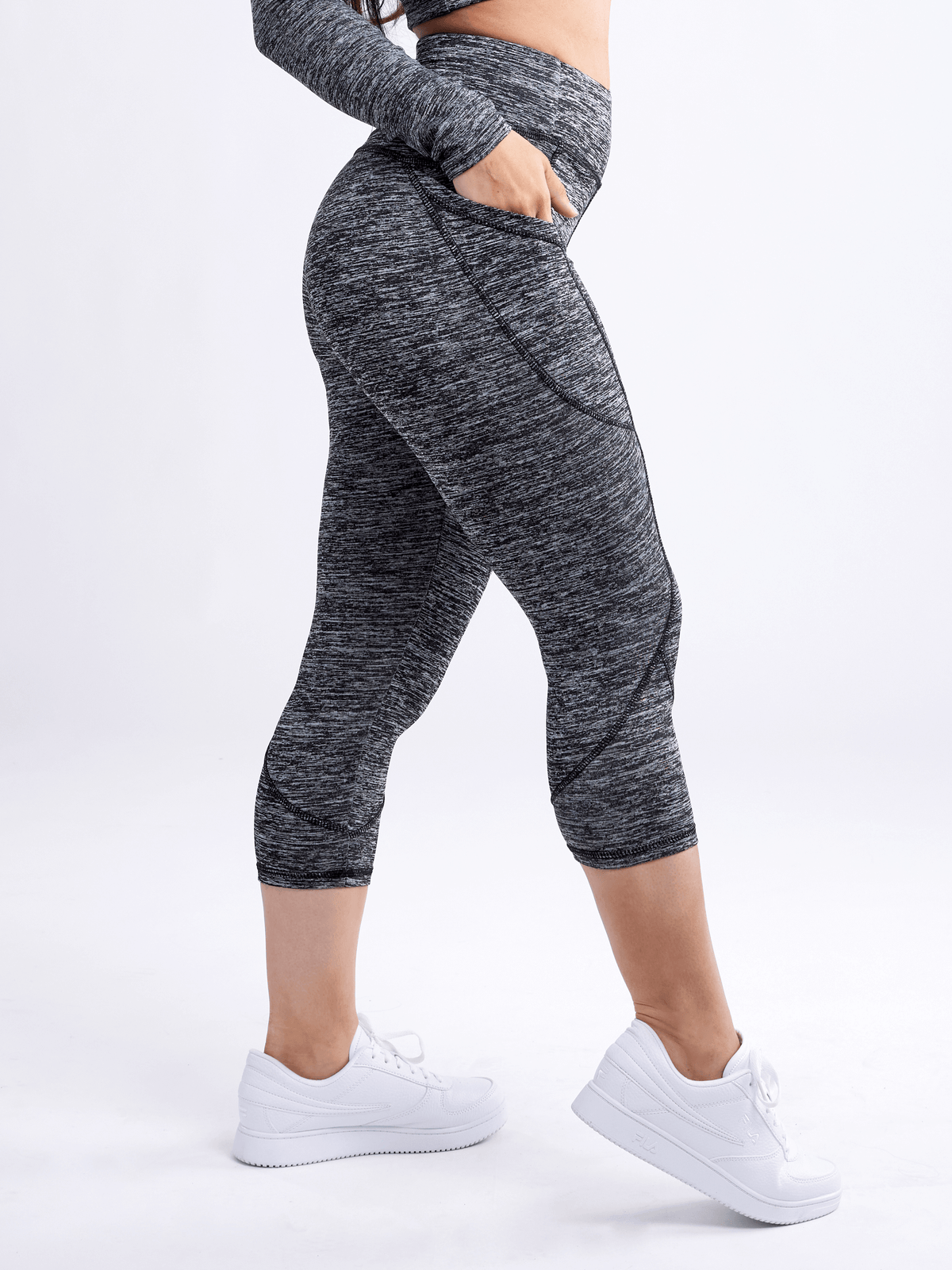 JupiterGear Mid-Rise Capri Fitness Leggings with Side Pockets