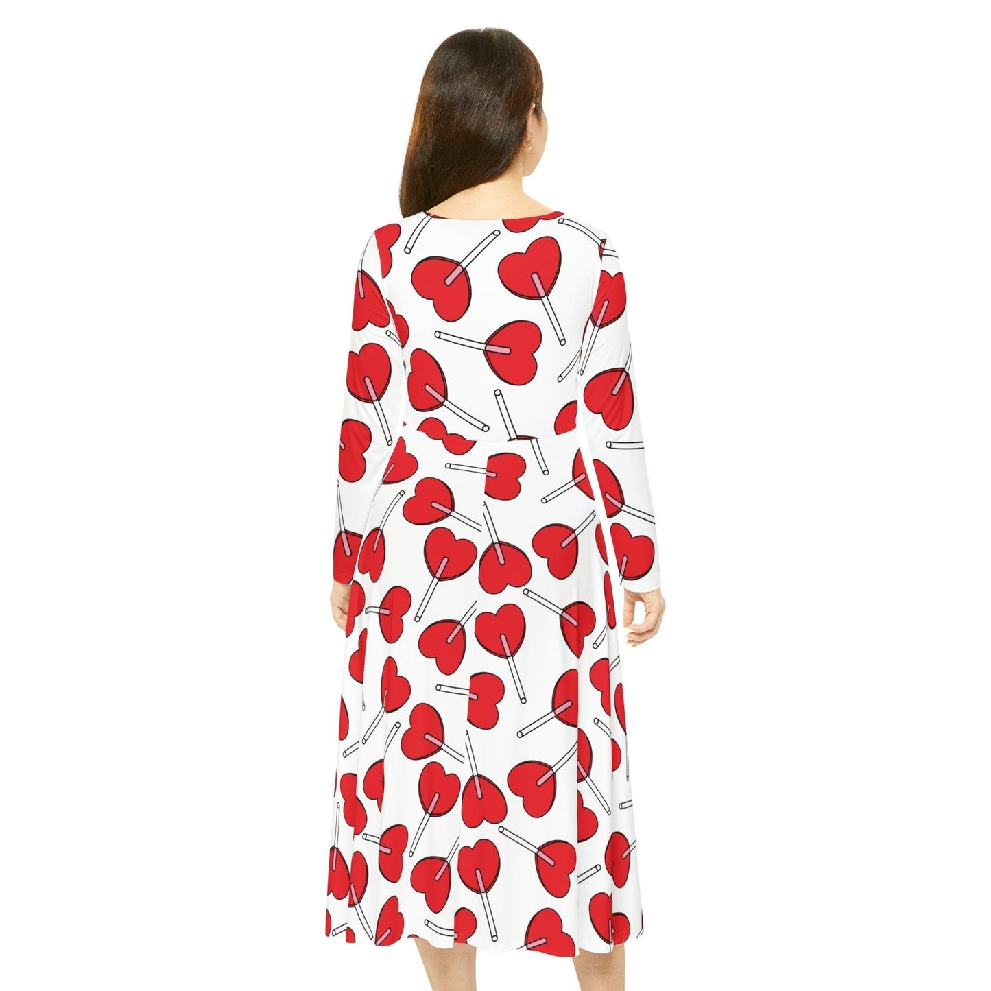 Valentine’s Day Hearts Lollipops Women's Long Sleeve Dance Dress