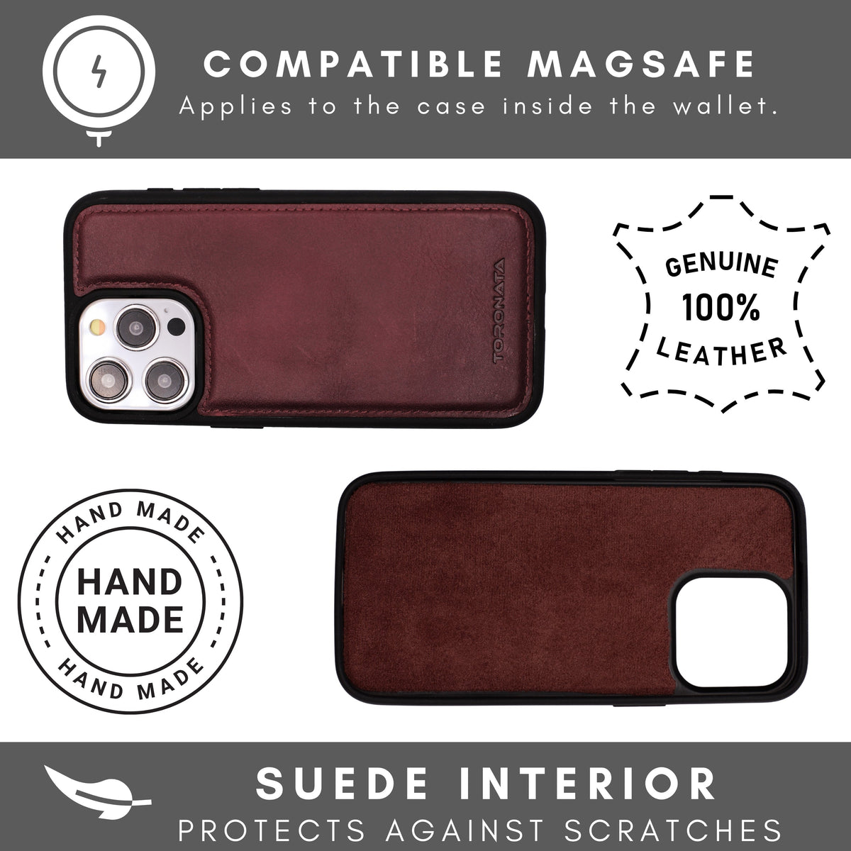 Vegas Premium Leather iPhone 15 Wallet Case with MagSafe | Detachable RFID Blocking Luxury Wallet