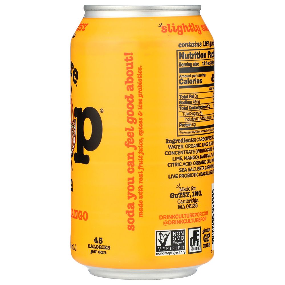 CULTURE POP: Orange Mango Chili & Lime Probiotic Soda, 12 fo