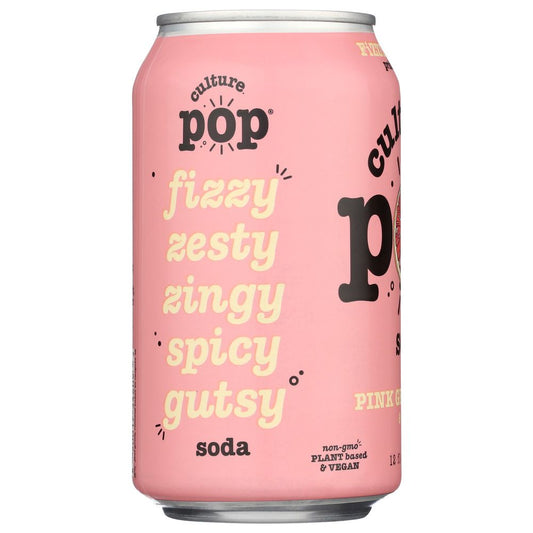 CULTURE POP: Pink Grapefruit Ginger & Juniper Probiotic Soda, 12 fo