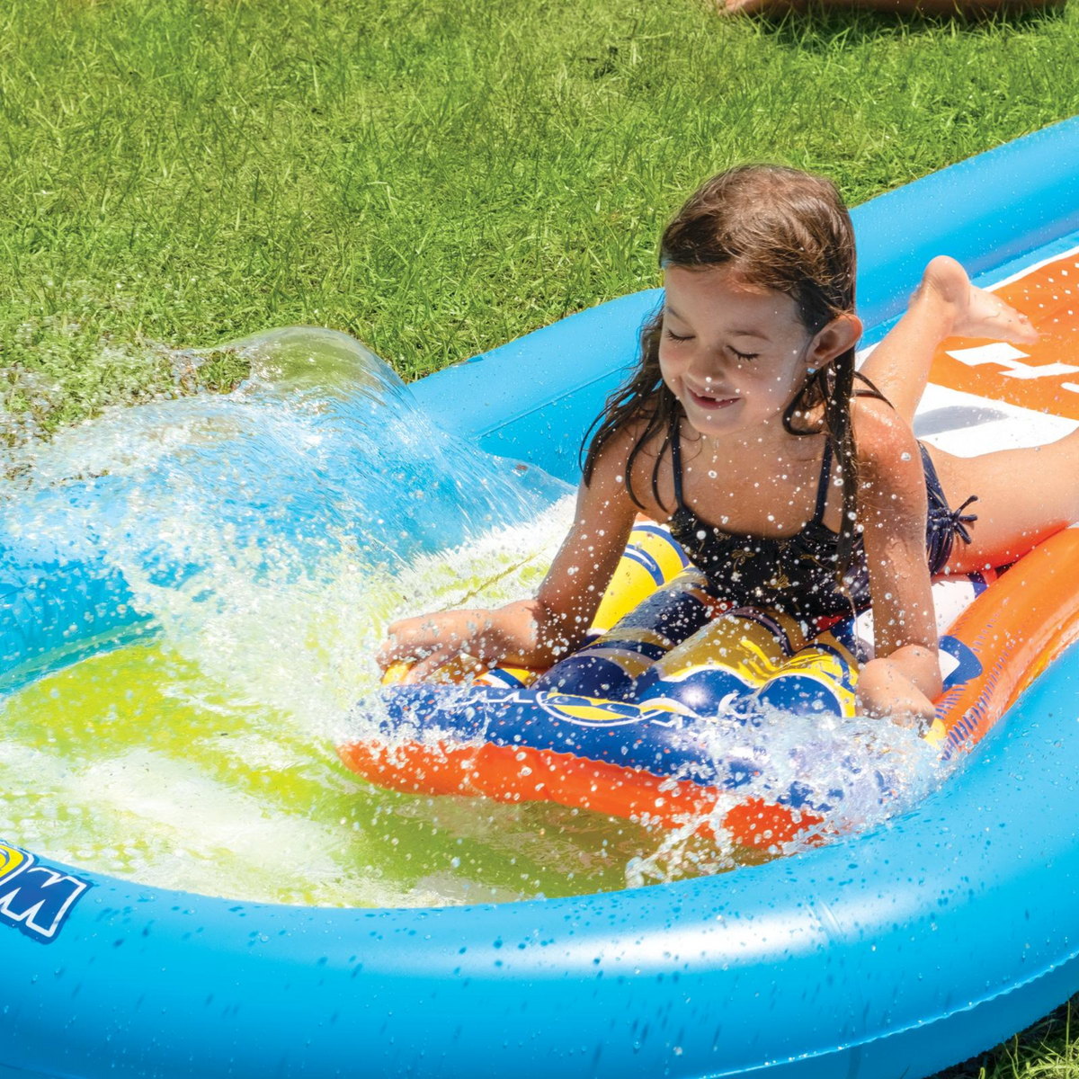 WOW Sports Single Lane Backyard Lawn Slide with Attached Pool