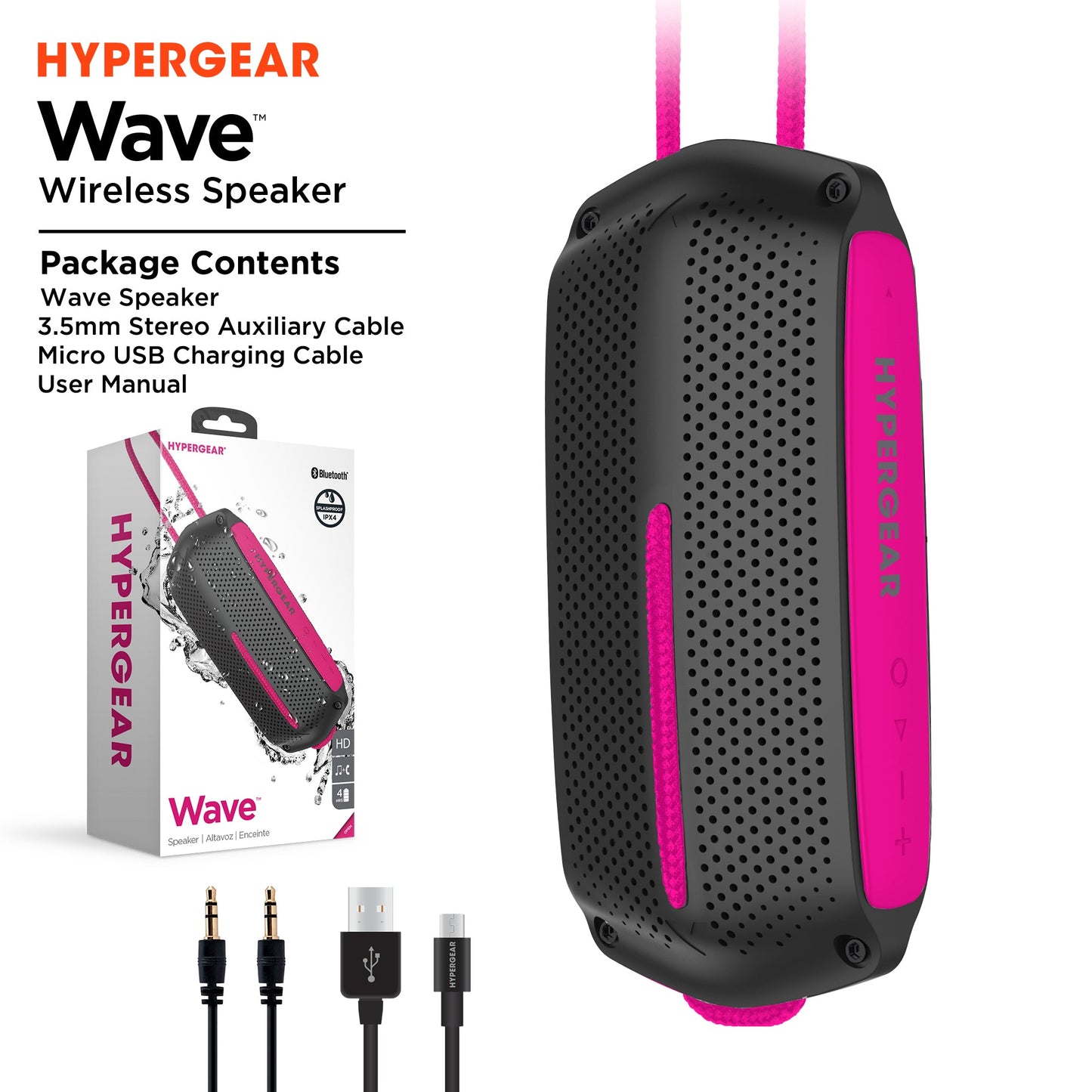 HyperGear Wave Water Resistant Wireless Speaker with Extended Battery Life
