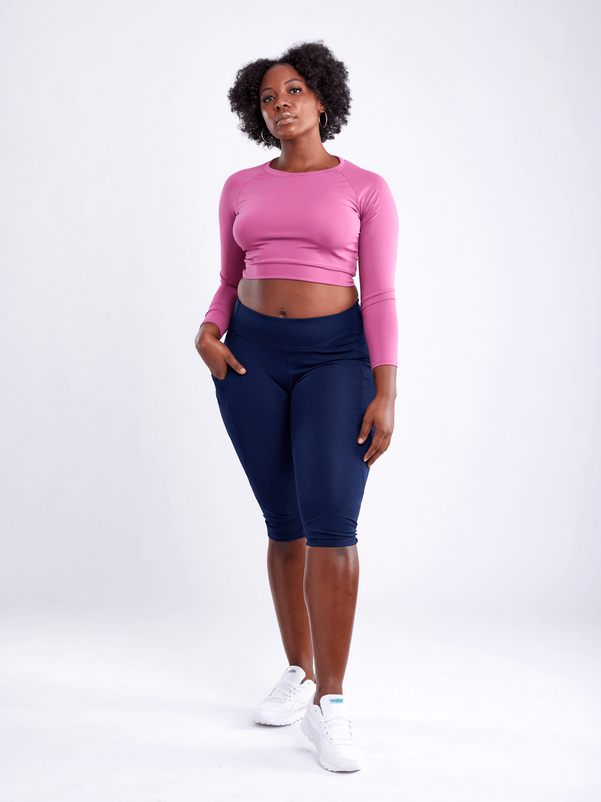 JupiterGear Mid-Rise Capri Fitness Leggings with Side Pockets