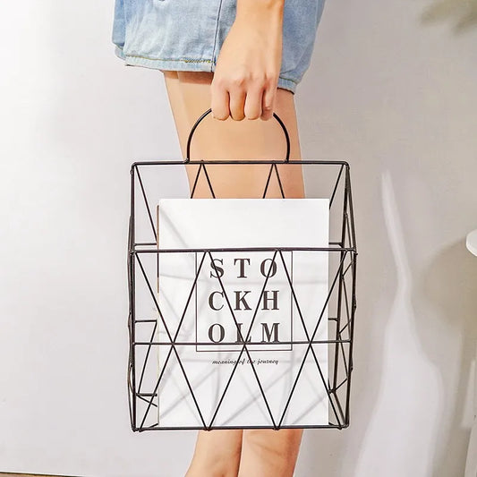 Nordic Wall Hanging Magazine Rack – Modern Iron Storage Organizer Shelf for Books, Newspapers & Home Décor ✨