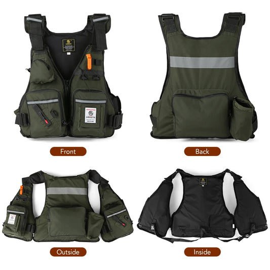 “DEADFLOAT 110” Tactical Life Vest – Pro-Grade Buoyancy Fishing Vest with Multi-Gear Pockets & Emergency Whistle for Men Who Refuse to Sink
