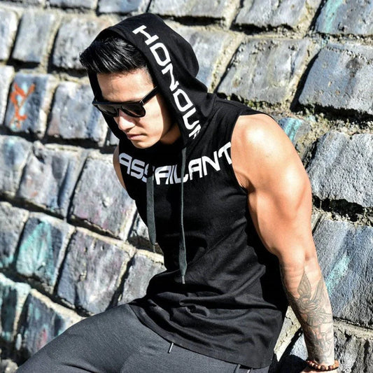RiotSleeve Hooded Gym Vest — Cotton Combat Muscle Hoodie for Chaos Workouts & Street Reps