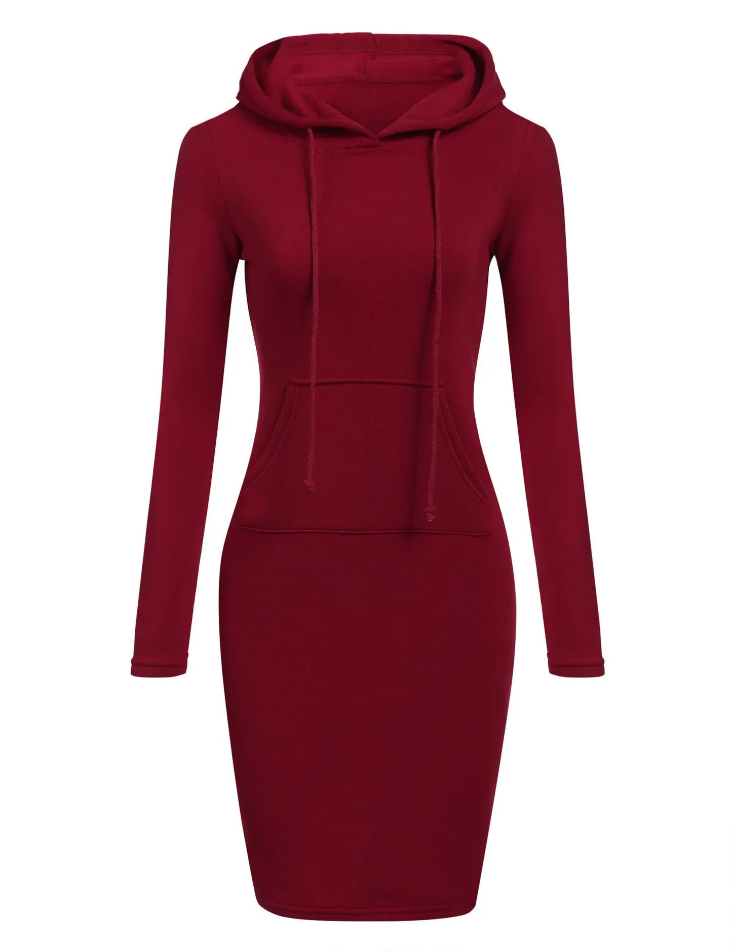 Women's Casual Hooded Sweatshirt Dress with Pockets – Long Sleeve Knee-Length Pullover