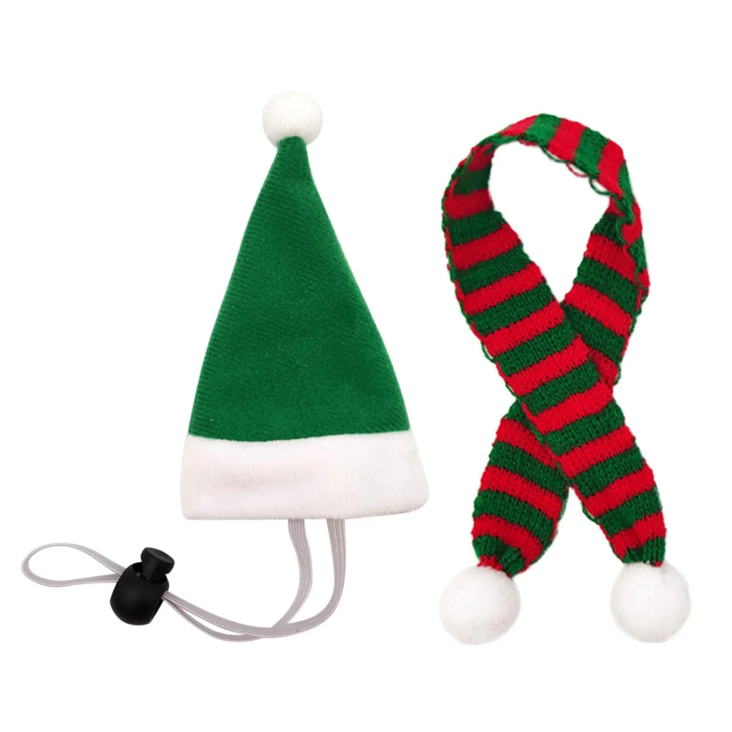 Cute Christmas Hat & Scarf Set for Pets - Perfect for Lizards, Chickens, and Guinea Pigs