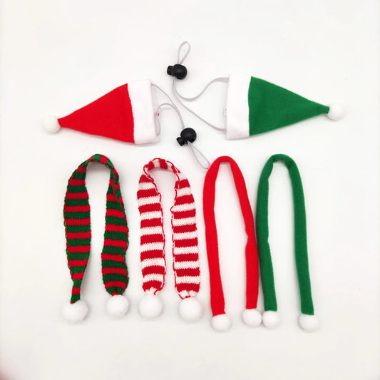 Cute Christmas Hat & Scarf Set for Pets - Perfect for Lizards, Chickens, and Guinea Pigs