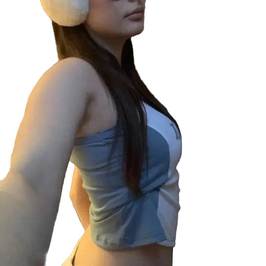 LONDON Embroidery Sleeveless Crop Top Blue White Sexy Basic Patchwork Summer Casual Camis Backless Y2k Vintage Tank Tops Women