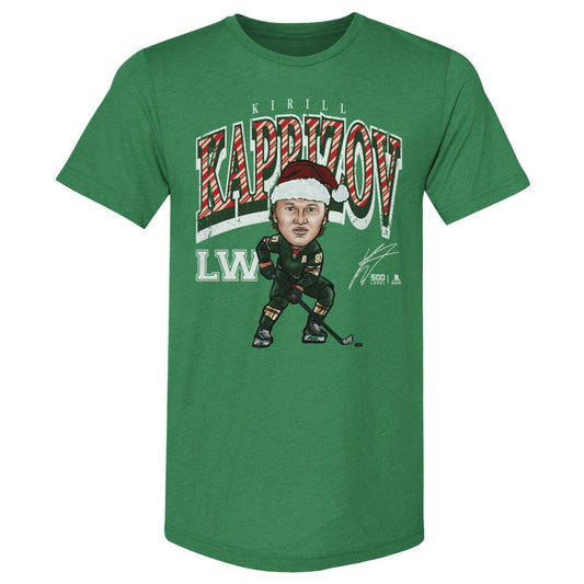Kirill Kaprizov Minnesota Cartoon Santa Hat WHT