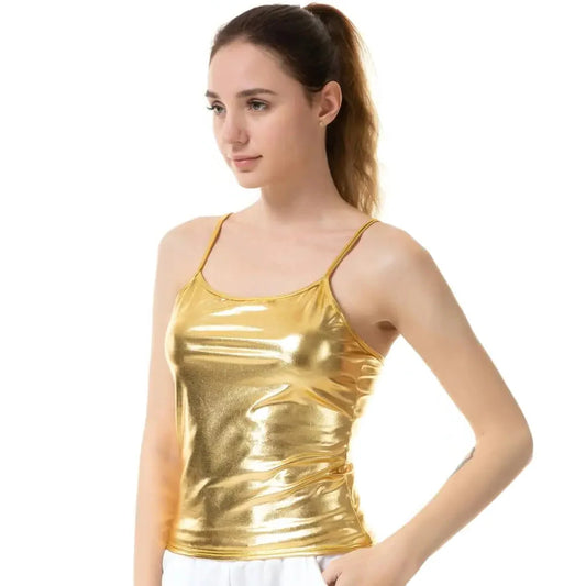 “Neon Venom” Metallic Camisole – High-Shine Party Tank for Women